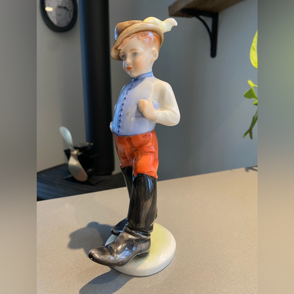 Herend porcelain figurine made in Hungary, Boy in Big Boots